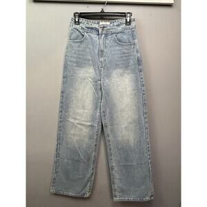 By Together wide leg hi rise jeans Womens Small Light Wash Distressed Blue Baggy